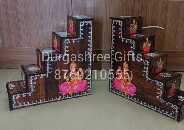 MDF Diya Stand 5 step Pair - Astalakshmi 10 inch