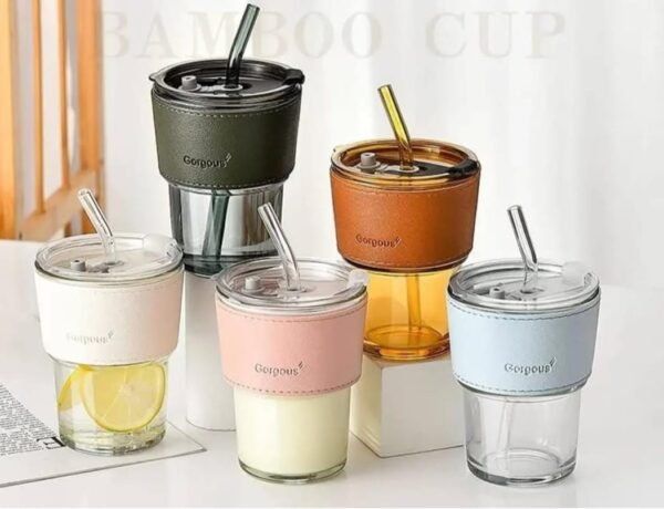 School Kids Glass Sipper with Glass Straw