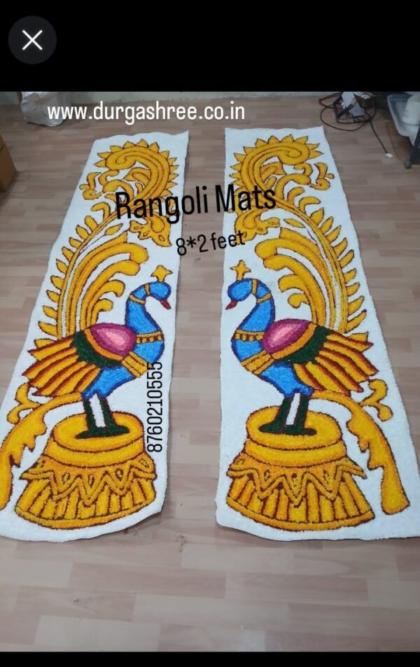 PeaCock Rangoli Mat Pair 8*2 Feet