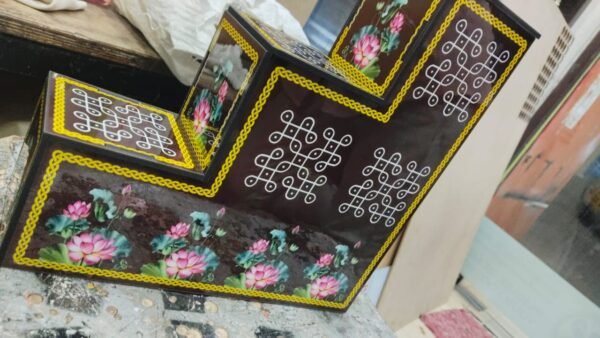 3 Step Diya Stand Floral Kolam/Mugulu Design