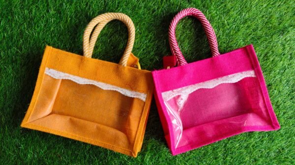 Jute Bag with Transparent Sheet in Front