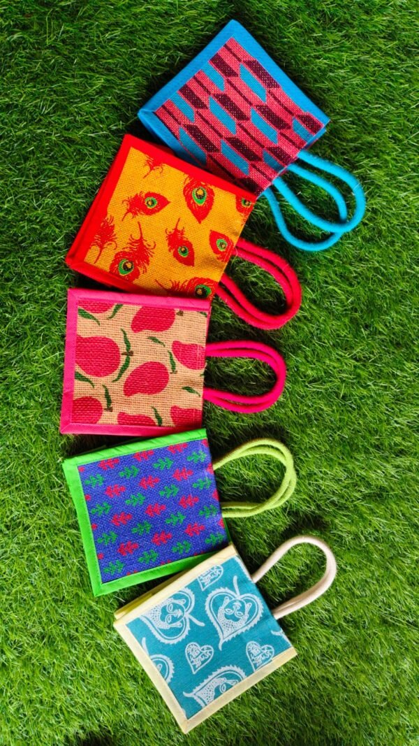 Small Jute Bags with MultiPtint