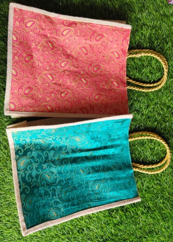 Full Jute Bag with silk Banarasi Fabric